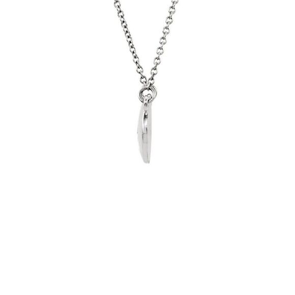 Diamond Accent 10mm Domed Circle Necklace in 14k White Gold, 16.5 Inch - Picture 2 of 4